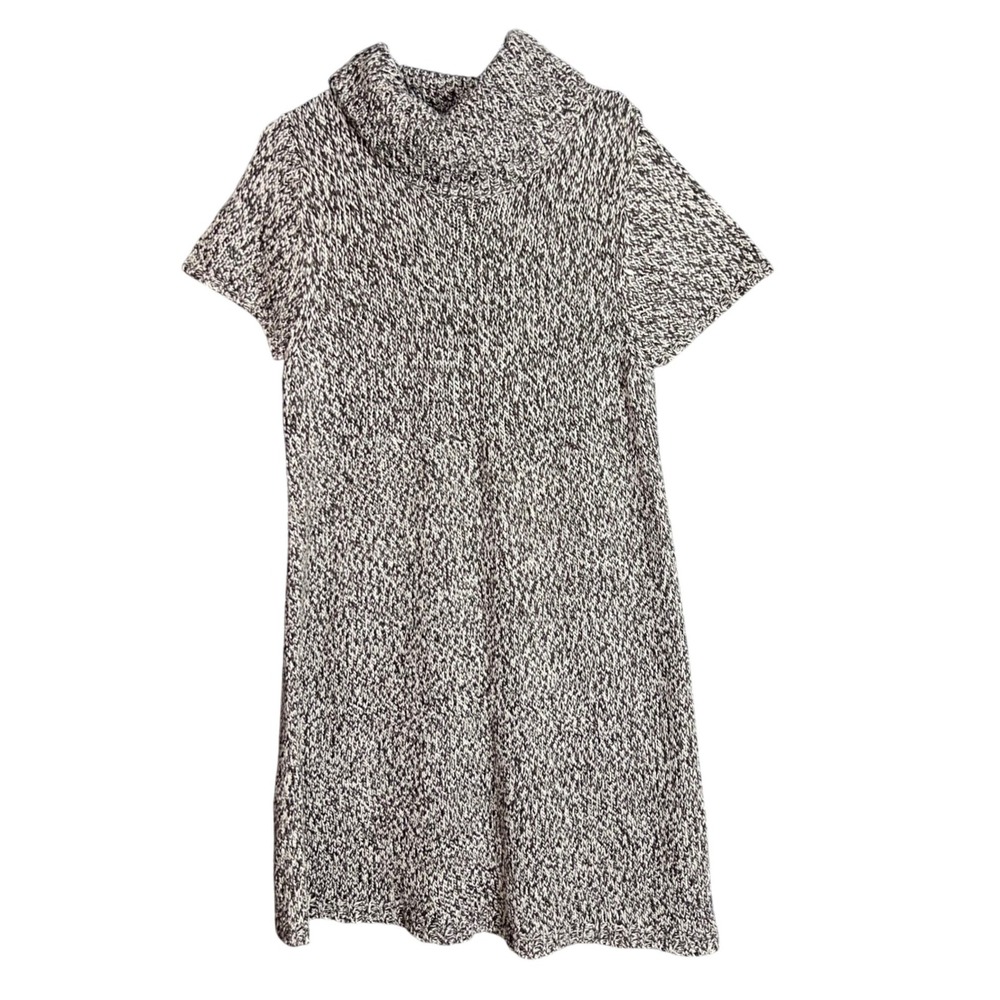 Cato Knit Sweater Dress Womens Large Short Sleeve Cowl Neck Speckled Chic Casual - Picture 2 of 11